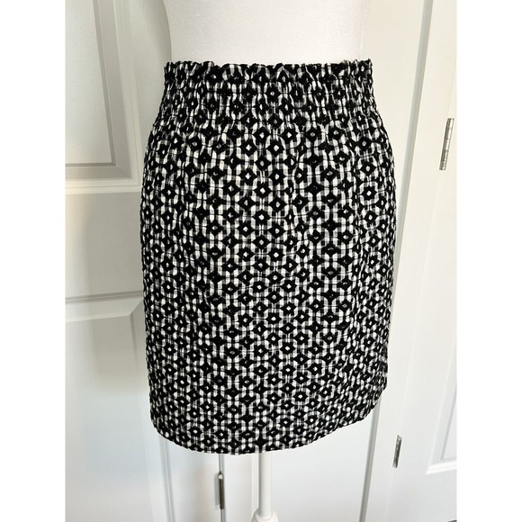 J Crew Factory Embroidered Sidewalk Skirt Gingham Size 8 Elastic Waist pockets - Picture 2 of 8